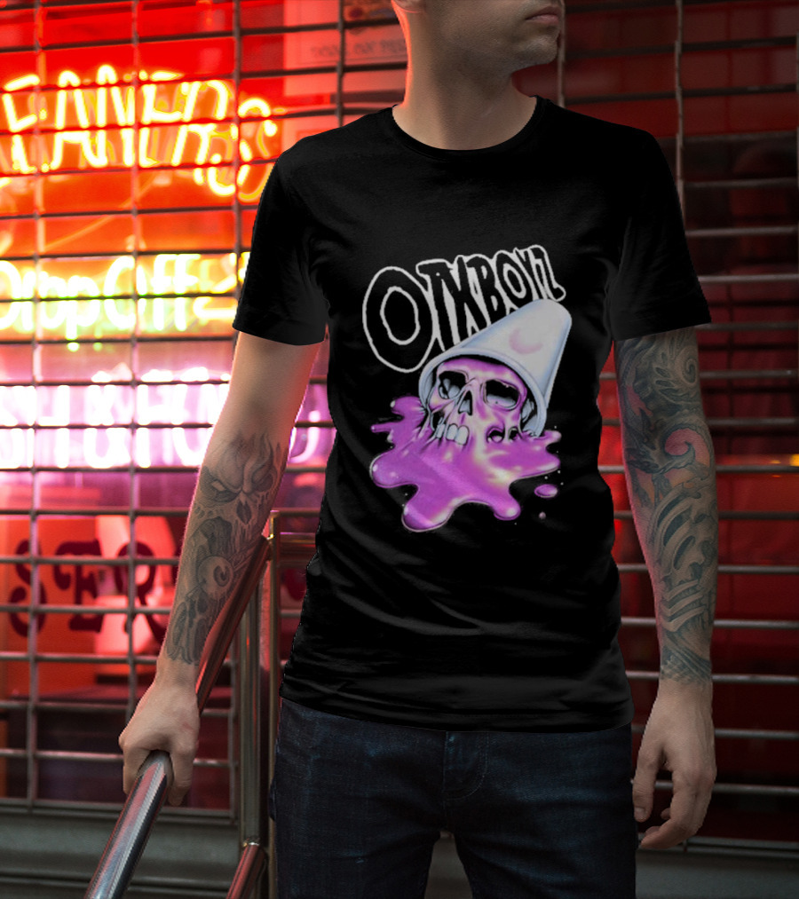OTXBOYZ Purple Skull Overflowing With Oil Spill Aesthetic T-Shirt