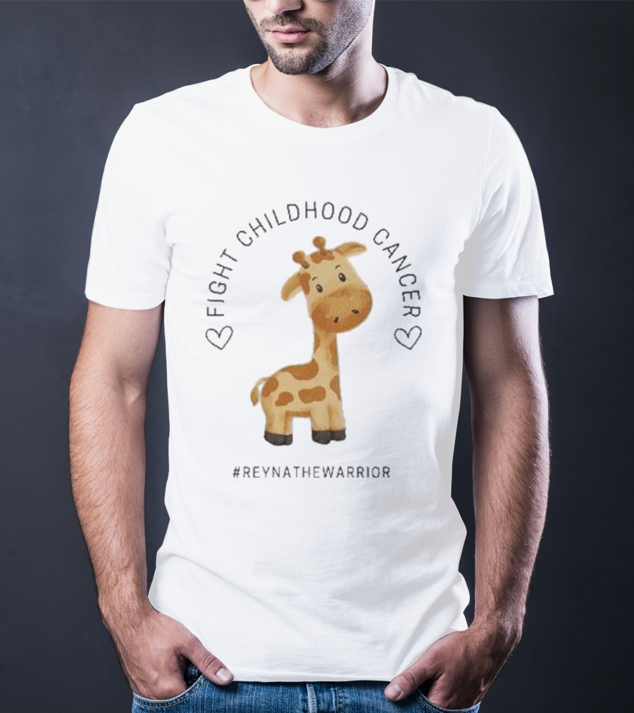 Fight Childhood Cancer Reyna The Warrior Giraffe Hearts T-Shirt
