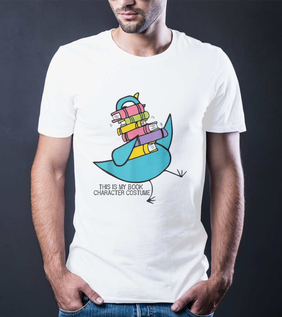 This Is My Book Character Costume Pigeon Holding Stack Of Books T-Shirt