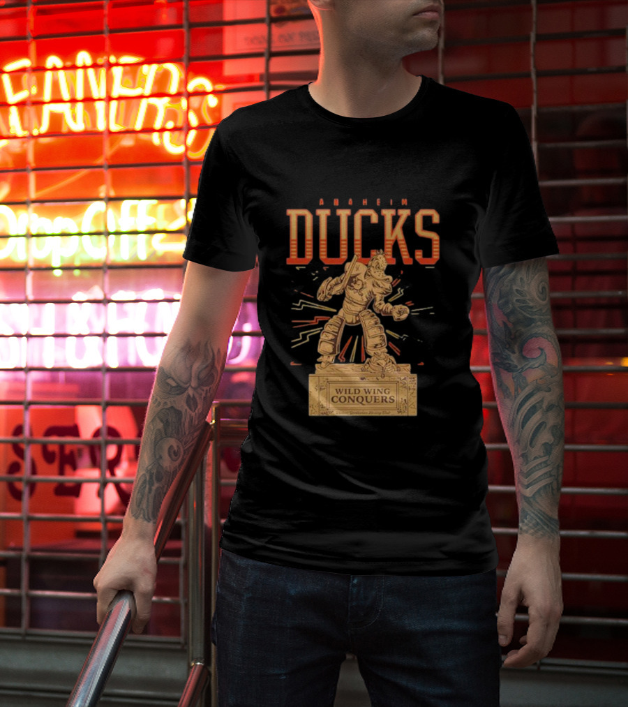 Anaheim Ducks Wild Wing Conquers Statue T-Shirt