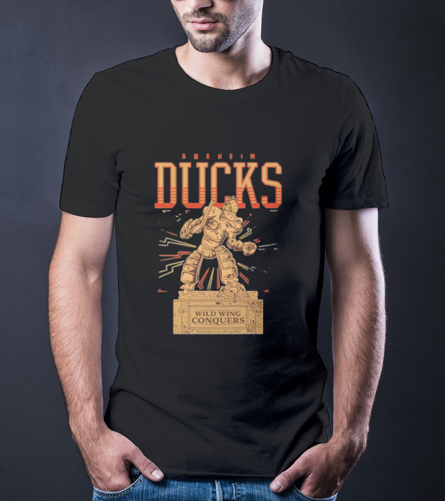 Anaheim Ducks Wild Wing Conquers Statue T-Shirt