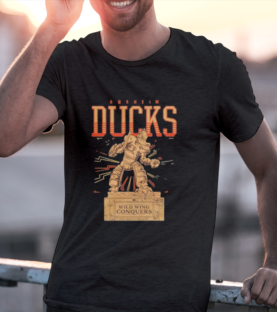 Anaheim Ducks Wild Wing Conquers Statue T-Shirt
