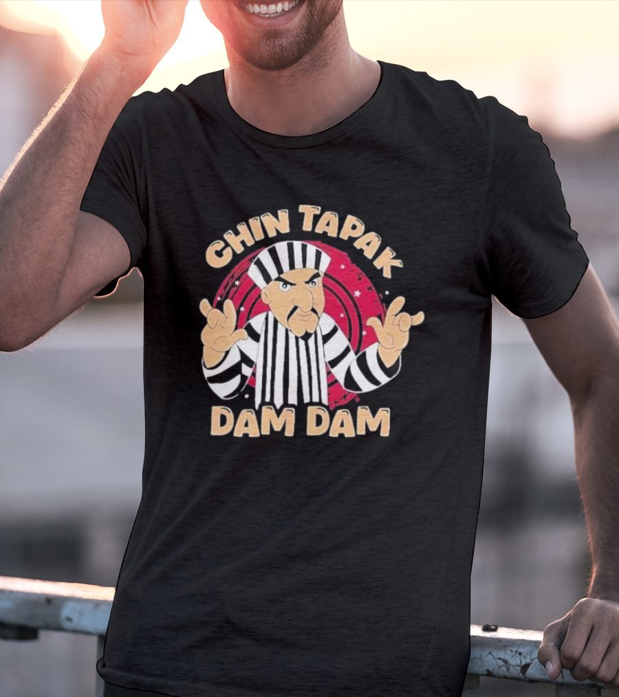 Chin Tapak Dam Dam Cartoon Villain With Stripes And Stars T-Shirt