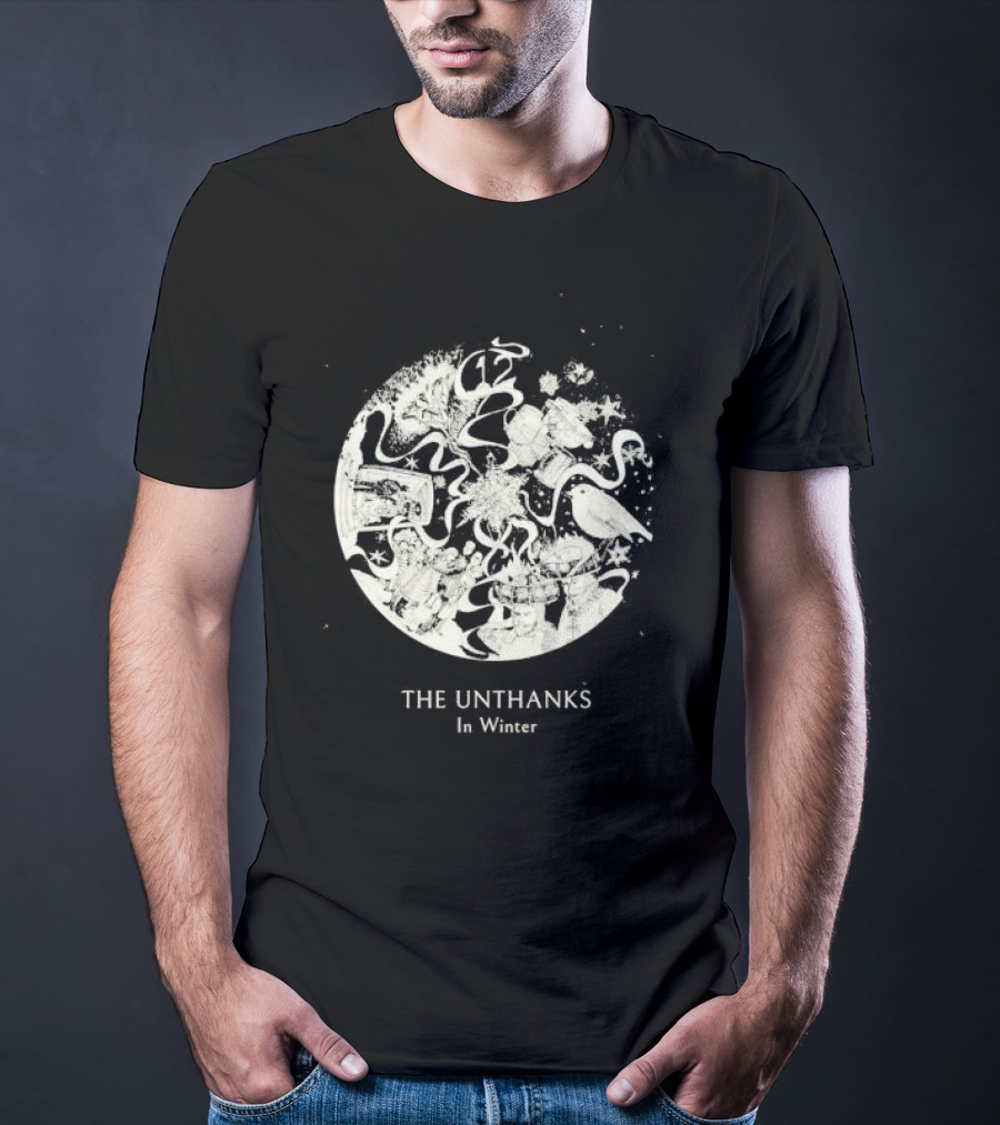 The Unthanks In Winter Snowy Circle With Bird And Holiday Symbols T-Shirt