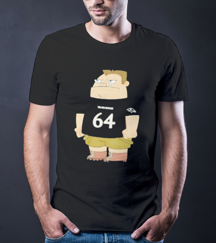 Ravens 64 Cartoon Character Tyler Linderbaum Only Fears God Texas Fears Oklahoma T-Shirt