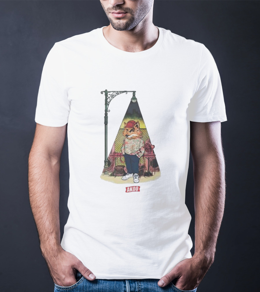 Block Party SS Akoo Streetwear Fox Character Under Lamp Post T-Shirt