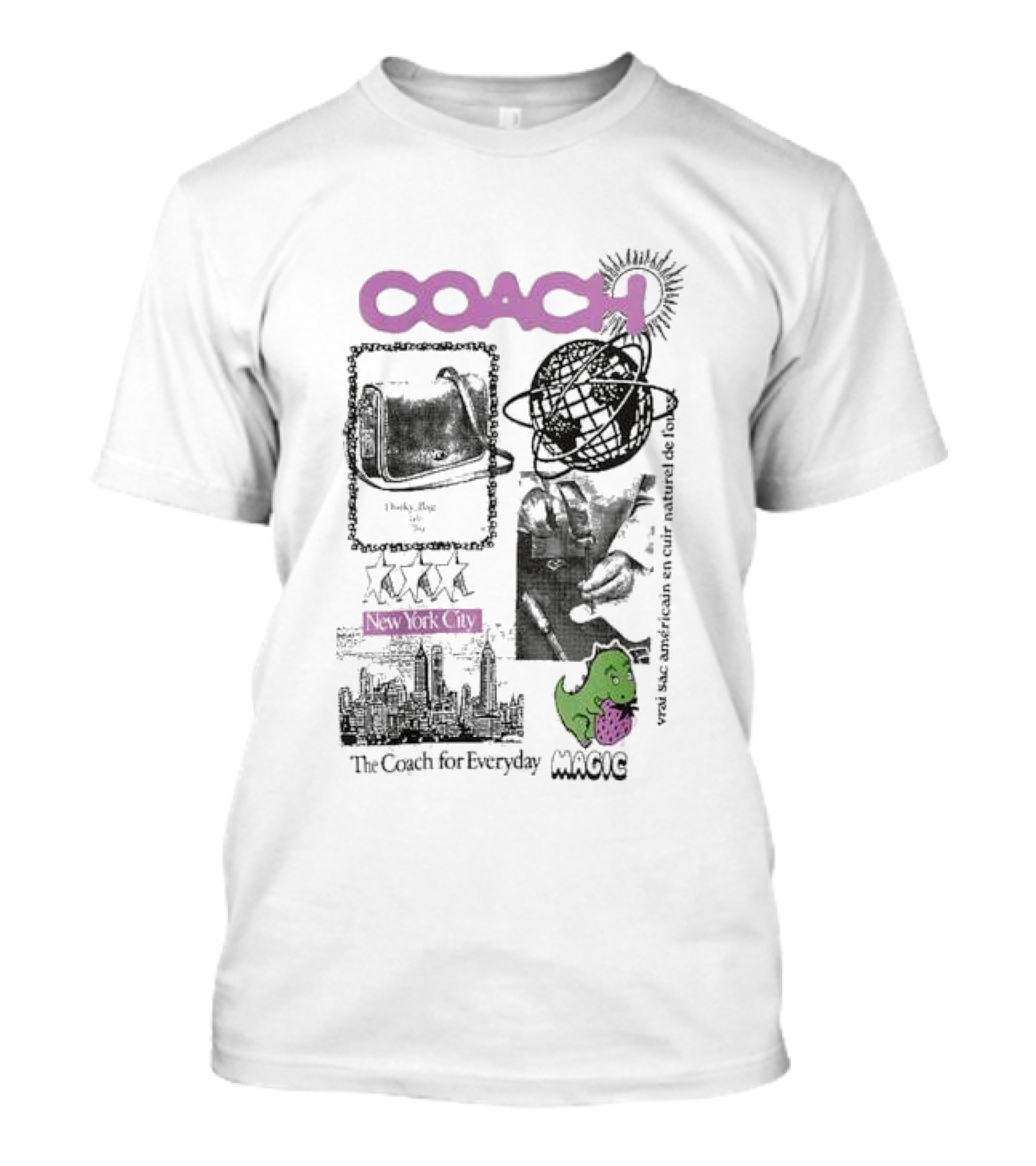 New York City COACH Vrai Sac Américain En Cuir Naturel The Coach For Everyday Magic T-Shirt