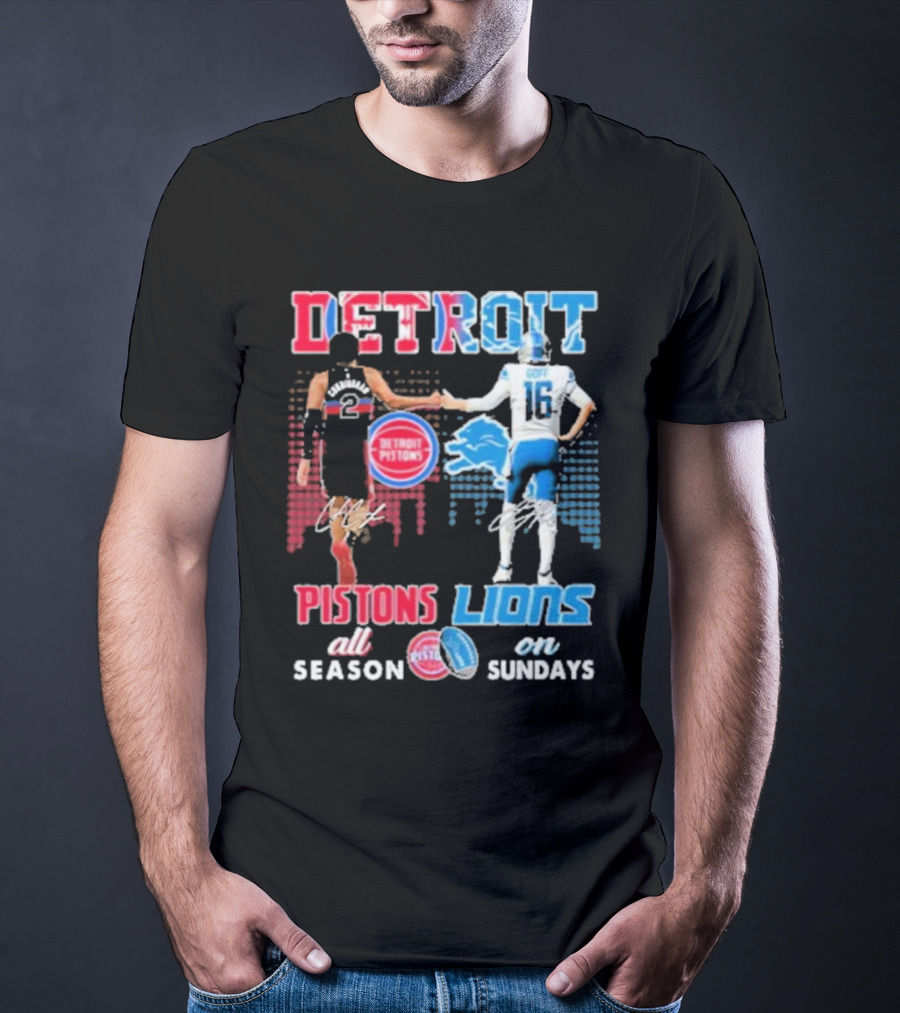 Detroit Pistons Lions All Season On Sundays T-Shirt
