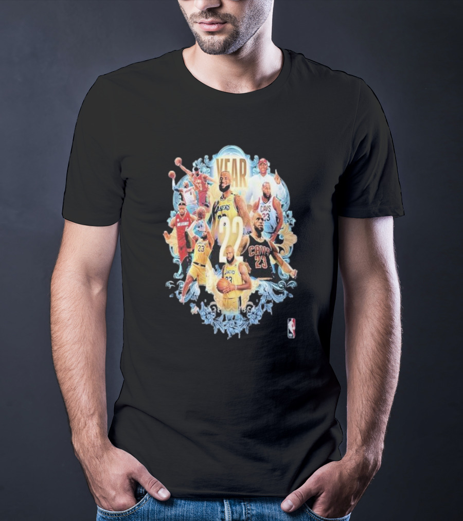 22 Years Of NBA Legend LeBron James In Lakers Cavs And Heat Jerseys T-Shirt