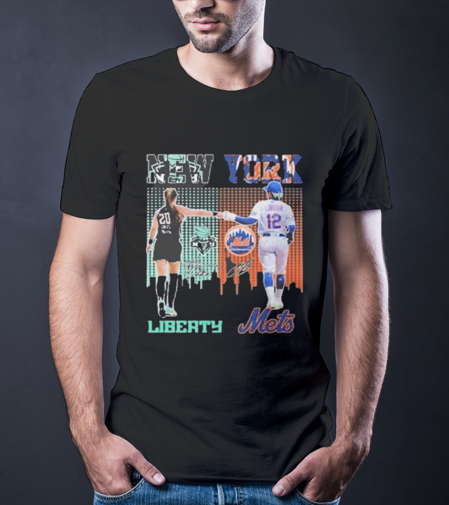 New York Liberty Sabrina Ionescu Francisco Lindor Mets T-Shirt