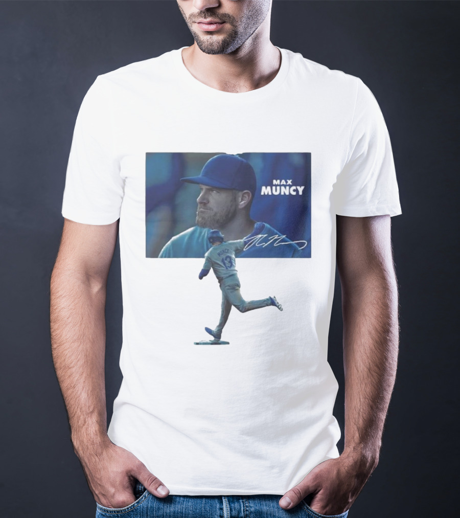 Max Muncy Baseball Figurine And Signature Photo T-Shirt