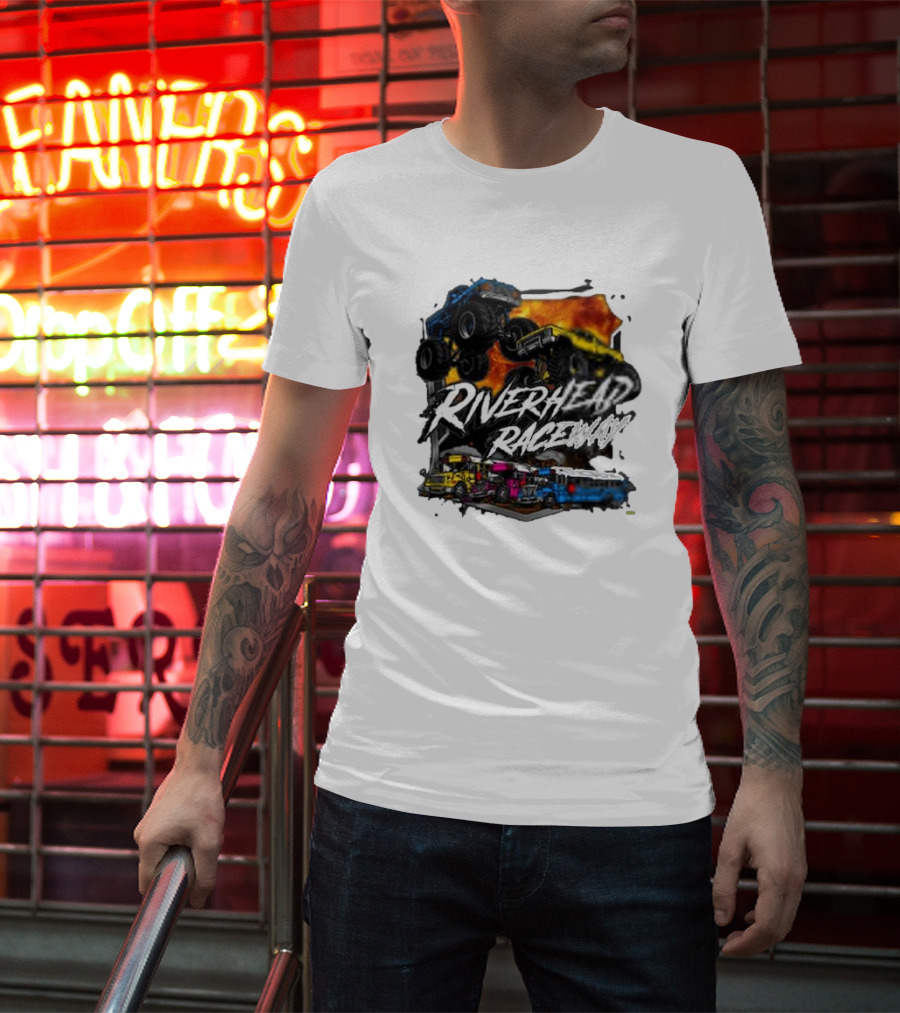 Monster Trucks And Busses At Riverhead Raceway Explosive Action T-Shirt