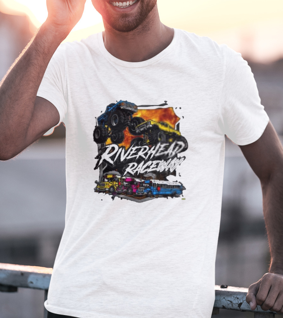 Monster Trucks And Busses At Riverhead Raceway Explosive Action T-Shirt