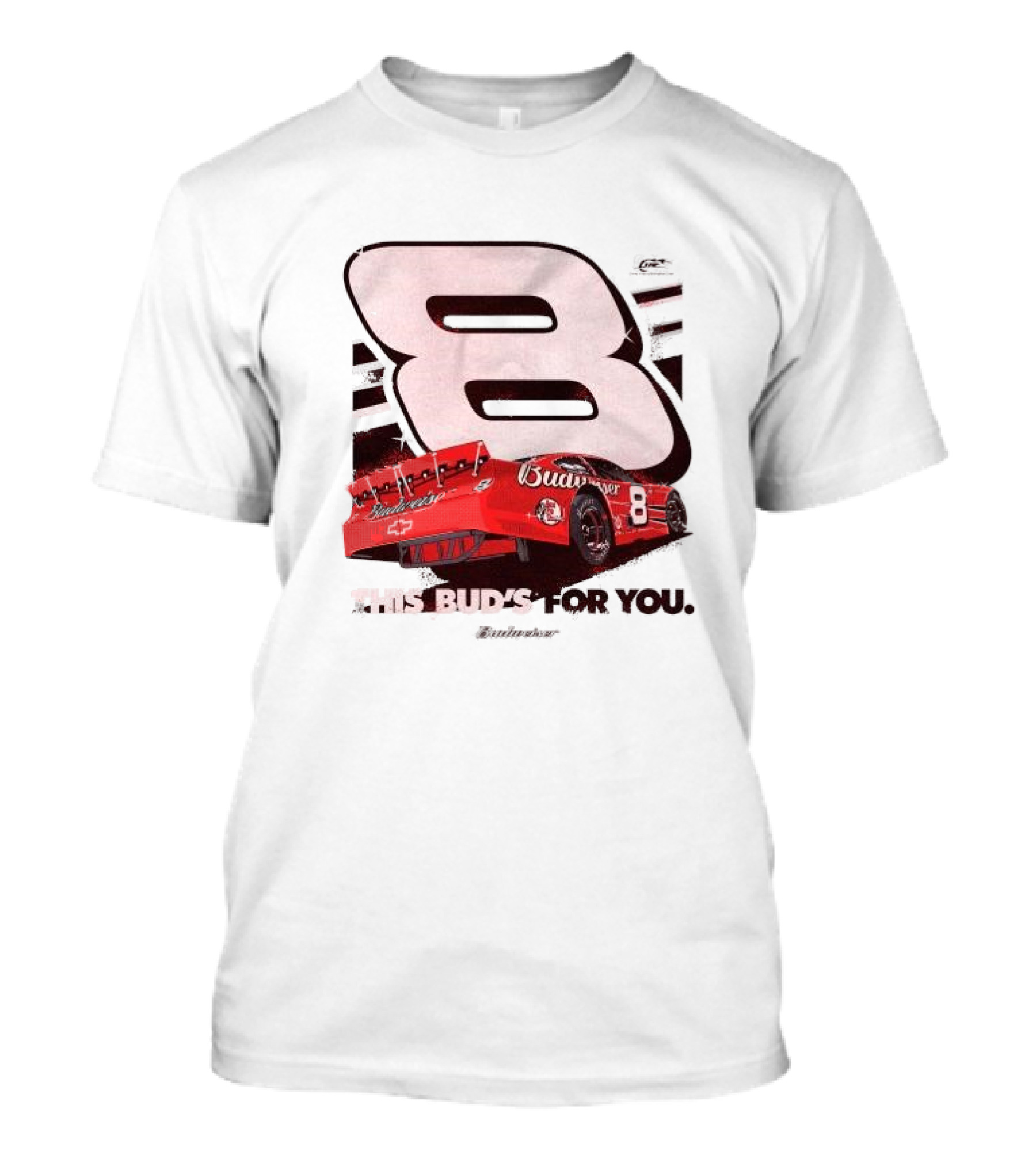 This Bud’s For You Budweiser Chevrolet 8 Racing Car T-Shirt
