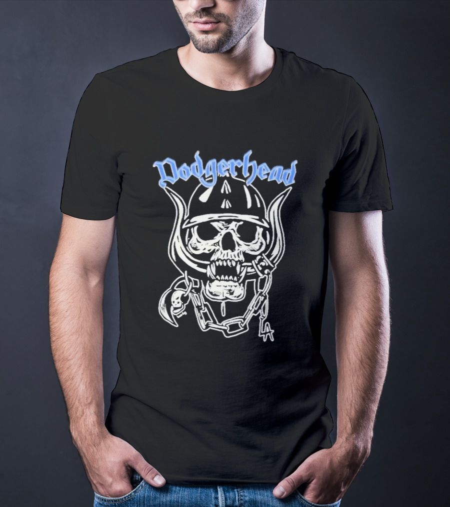 Dodgerhead Los Angeles Dodgers Skull Chain Helmet T-Shirt
