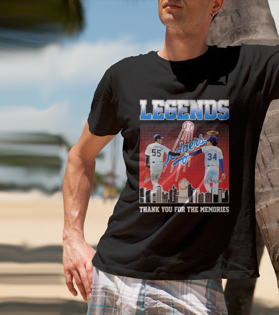 Legends Dodgers Orel Hershiser Fernando Valenzuela Thank You For The Memories T-Shirt