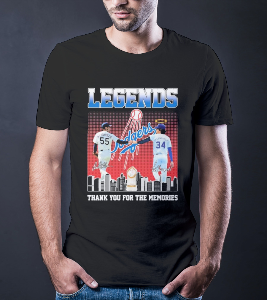 Legends Dodgers Orel Hershiser Fernando Valenzuela Thank You For The Memories T-Shirt
