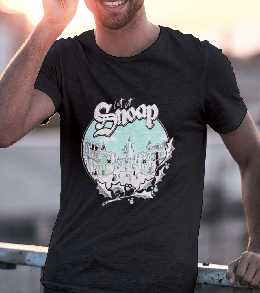 Let It Snoap Florida Day Main Street With Holly And Snowflakes Scene T-Shirt