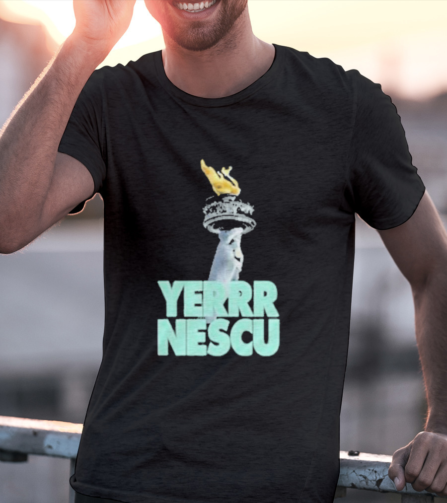 Sabrina Rocking The YERRR NESCU Statue Of Liberty Torch Flame T-Shirt