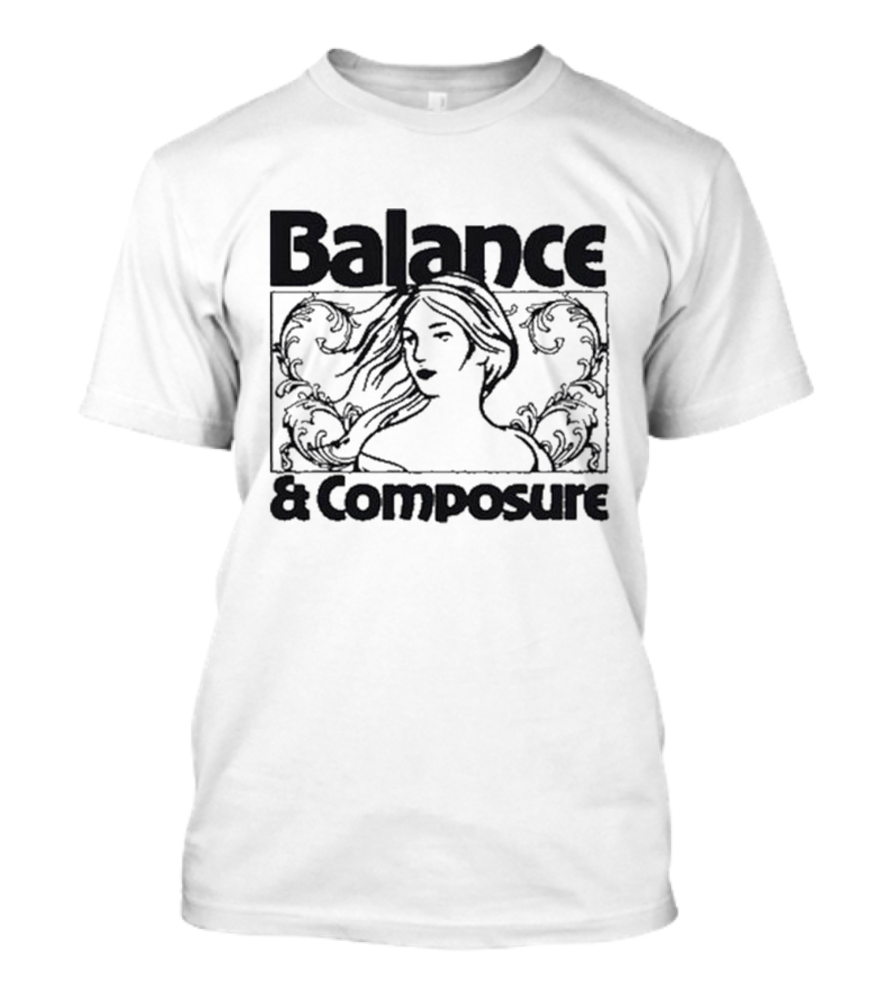 Balance And Composure Wyis Woman With Flowing Hair And Ornamental T-Shirt