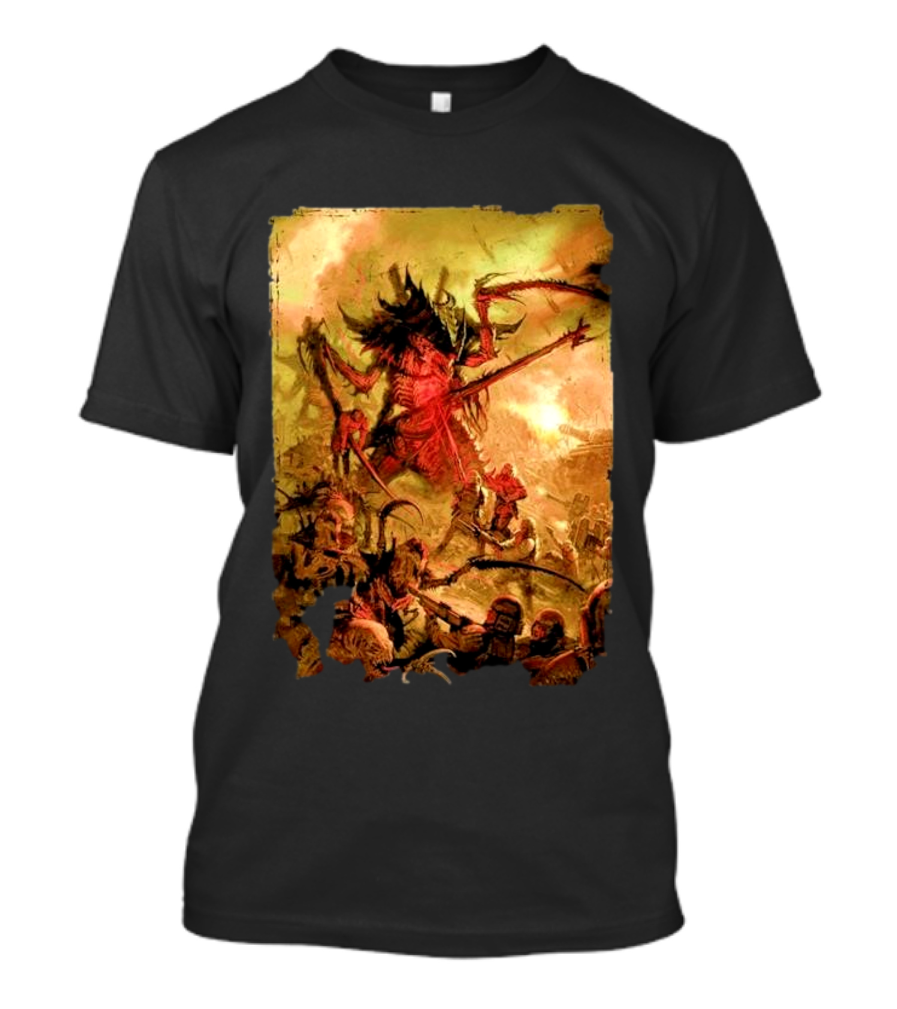 War Zone Octarius Rising Tide Black Tyranid Artwork Battle Scene T-Shirt