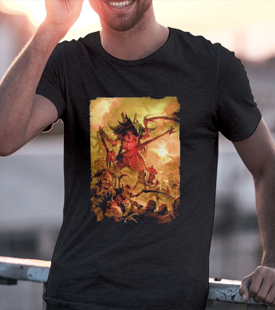 War Zone Octarius Rising Tide Black Tyranid Artwork Battle Scene T-Shirt