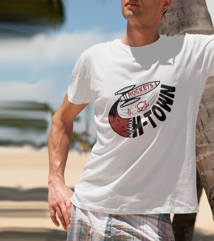 Houston Rockets H-Town Rocketship Orbit T-Shirt