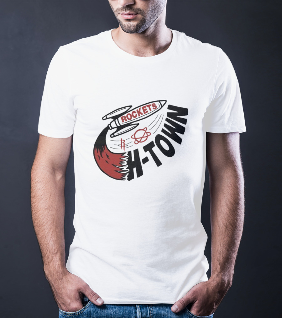 Houston Rockets H-Town Rocketship Orbit T-Shirt