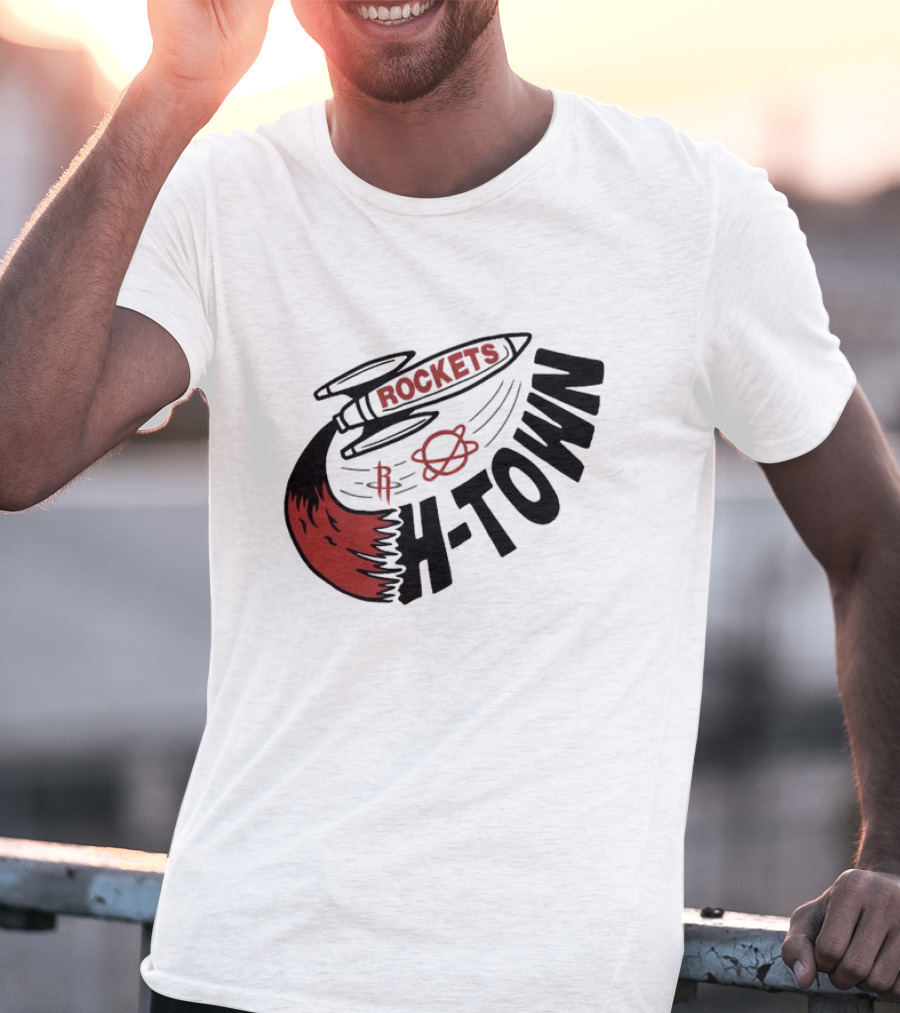 Houston Rockets H-Town Rocketship Orbit T-Shirt