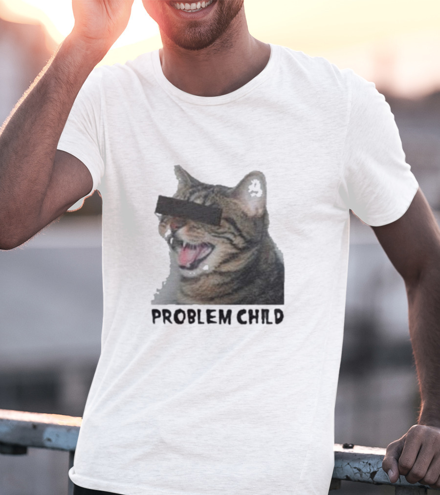 PROBLEM CHILD Cat Meme Censored Face T-Shirt