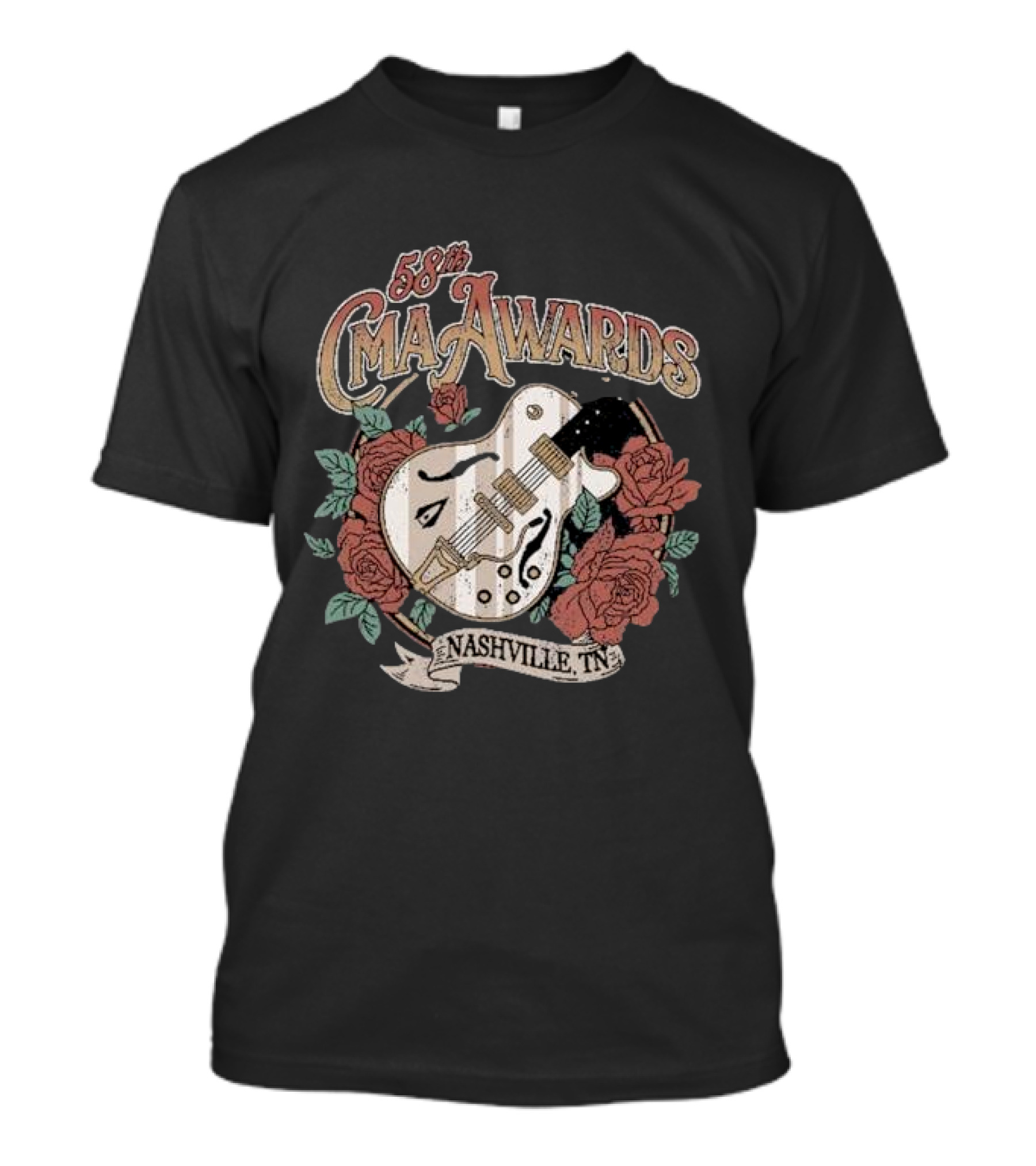 58th CMA Awards Nashville TN Guitar And Roses T-Shirt