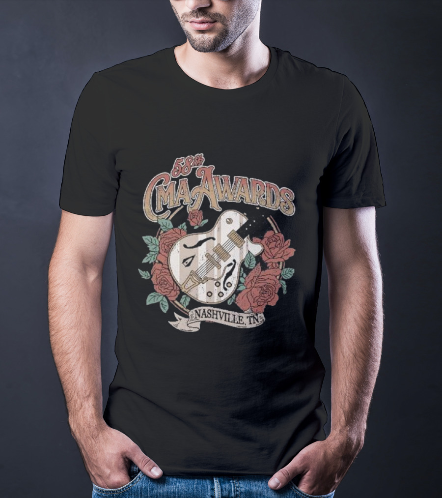 58th CMA Awards Nashville TN Guitar And Roses T-Shirt