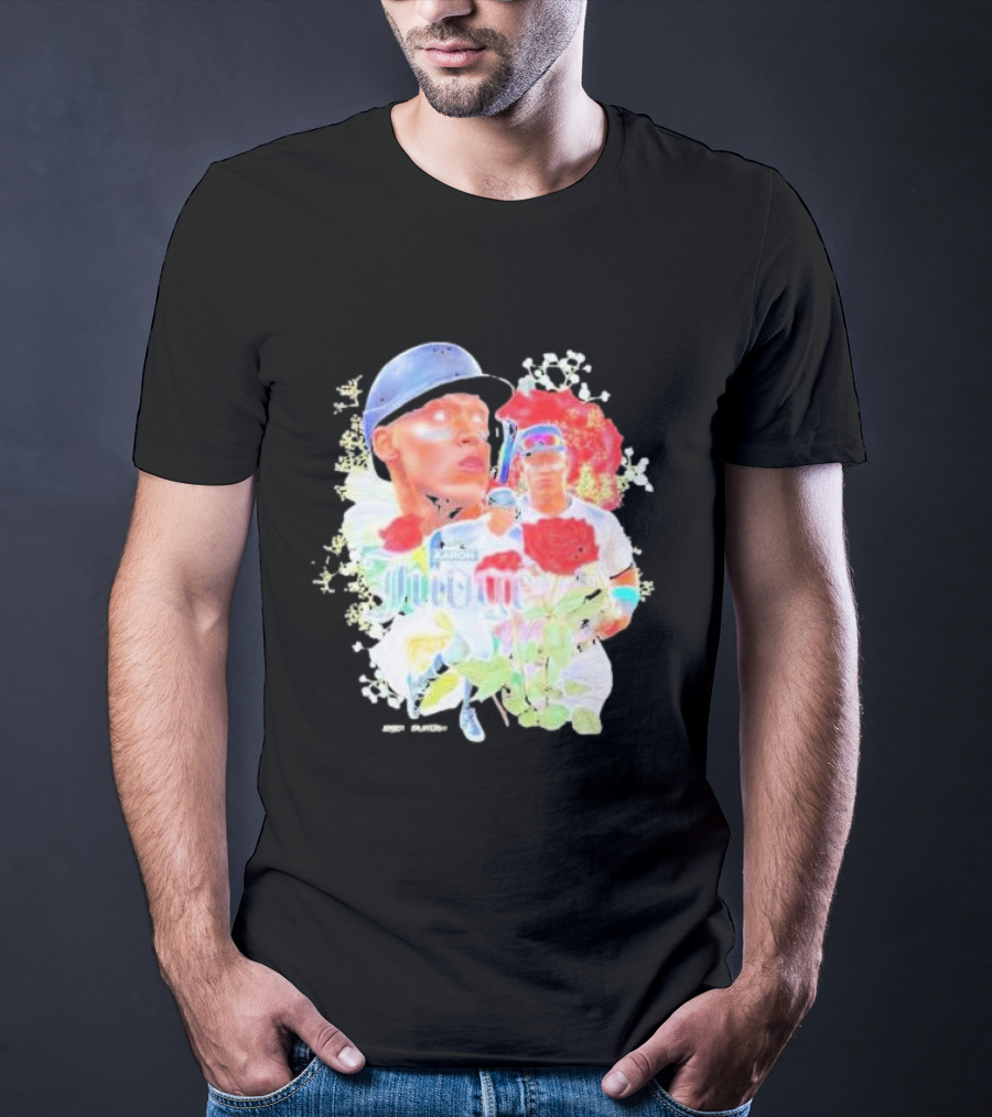 Aaron Judge Smell The Roses New York Yankees Baseball Player Floral T-Shirt