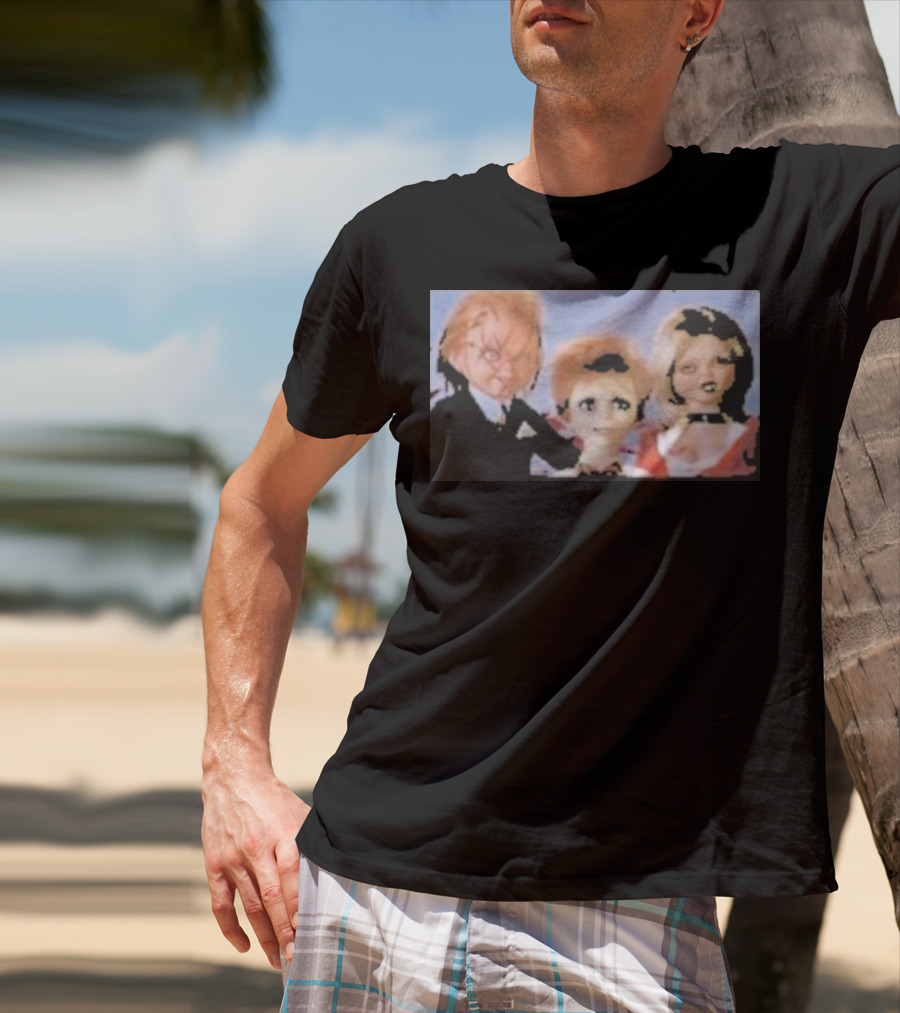 Chucky And Family Horror Characters In Distorted Family T-Shirt