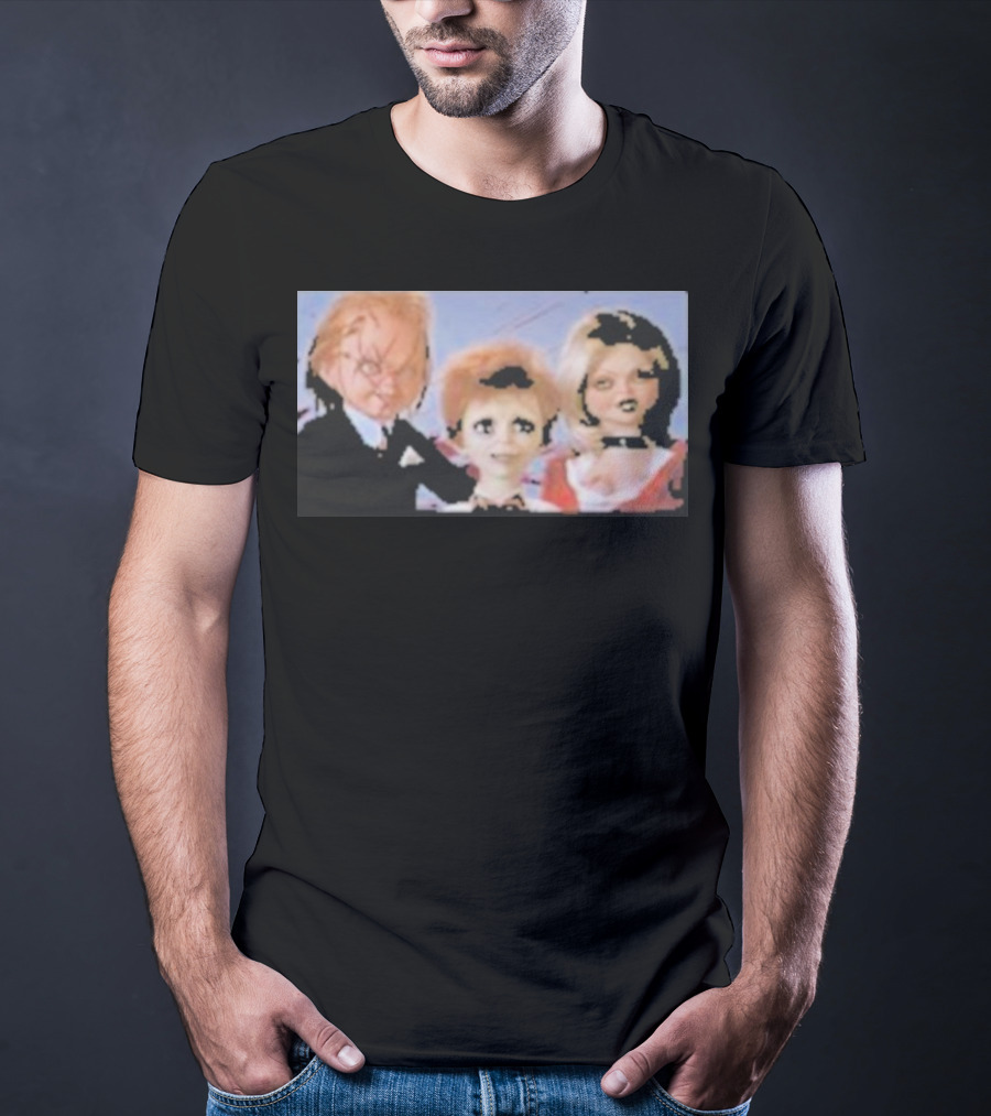Chucky And Family Horror Characters In Distorted Family T-Shirt