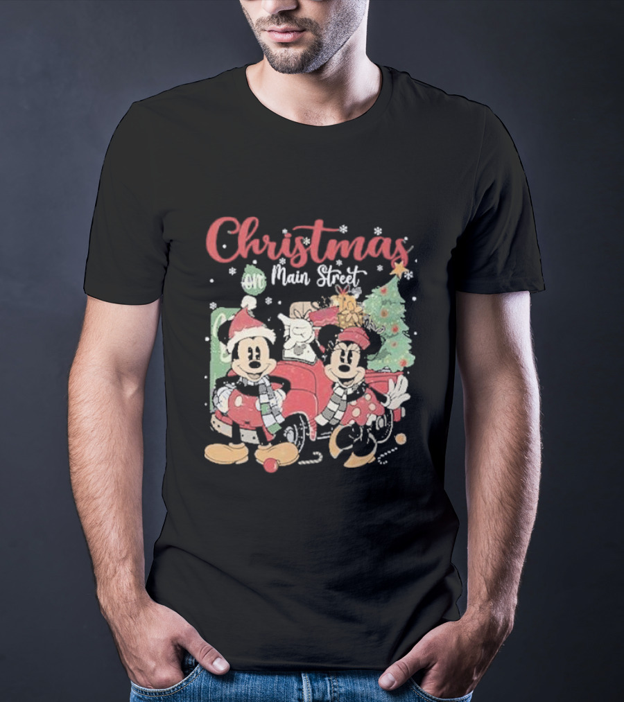 Christmas On Main Street With Mickey And Minnie Disney Holiday T-Shirt