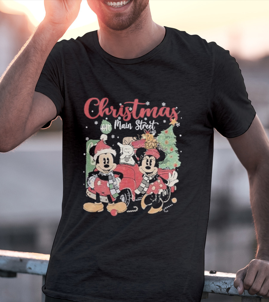 Christmas On Main Street With Mickey And Minnie Disney Holiday T-Shirt