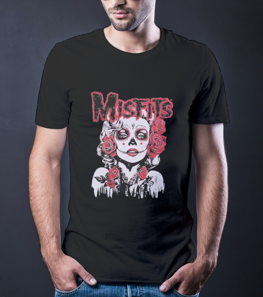 Misfits Dia De Los Muertos Iconic Star With Roses T-Shirt