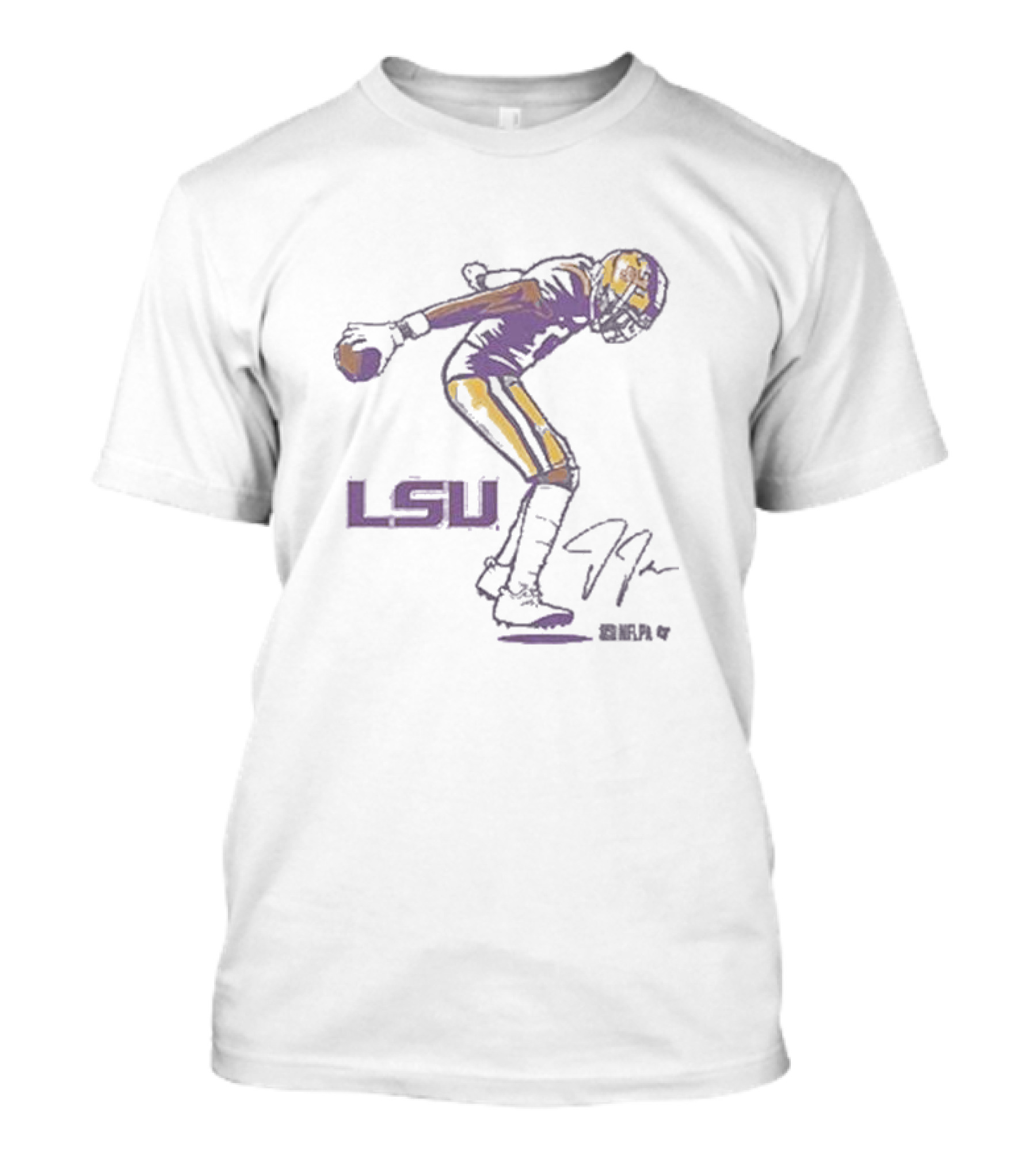 LSU Tigers Justin Jefferson NFL Superstar Pose Signature T-Shirt