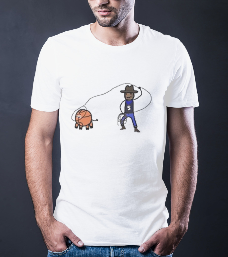 Paint Paolo Ranch-Ero Basketball Cowboy With Number Five T-Shirt