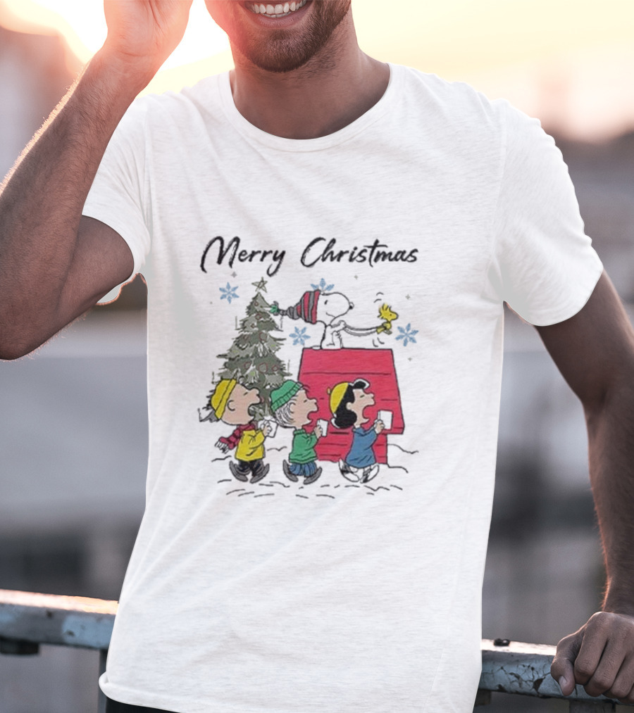Merry Christmas Snoopy And Friends Winter Scene T-Shirt