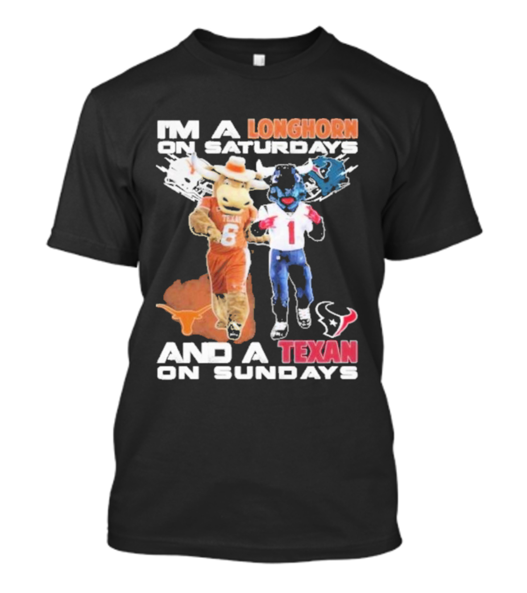 Longhorn On Saturdays Texan On Sundays Football Fan T-Shirt