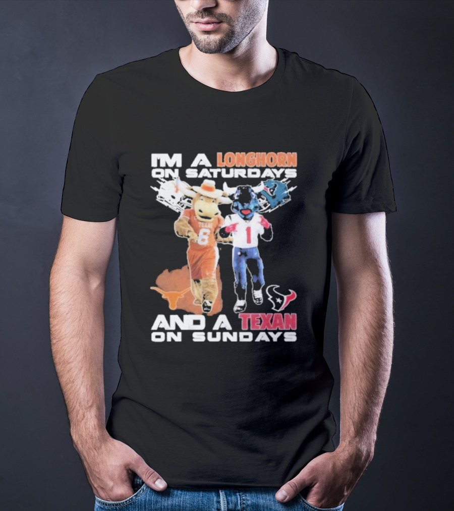 Longhorn On Saturdays Texan On Sundays Football Fan T-Shirt