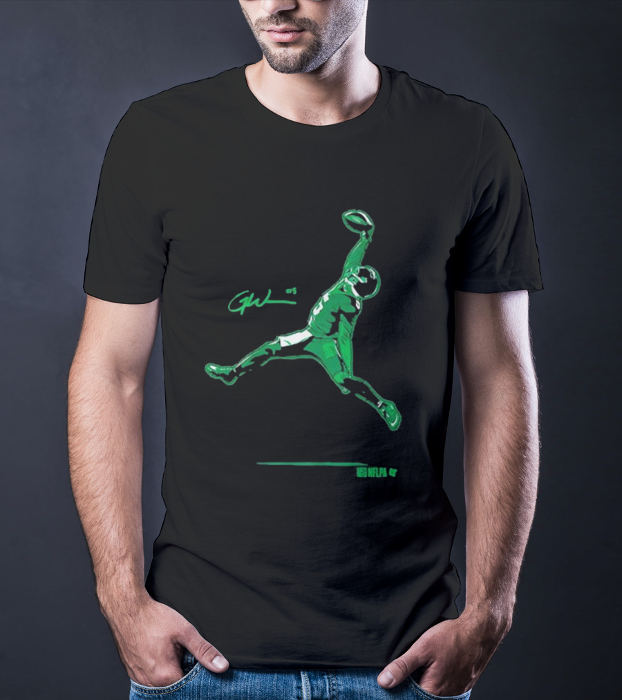 Garrett Wilson One-Handed Air Catch GW #5 NFLPA T-Shirt