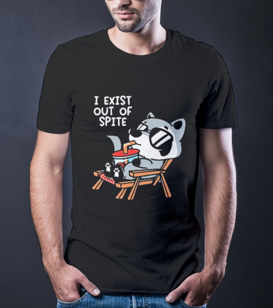 I Exist Out Of Spite Relaxing Raccoon With Sunglasses T-Shirt