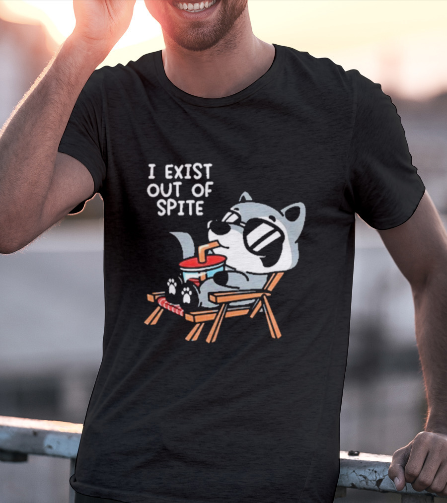 I Exist Out Of Spite Relaxing Raccoon With Sunglasses T-Shirt