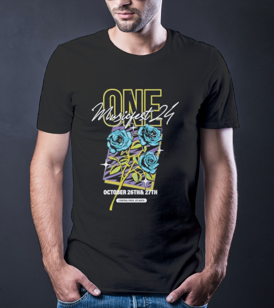 One Music Fest 24 October 26th And 27th Central Park Atlanta Blue Roses T-Shirt