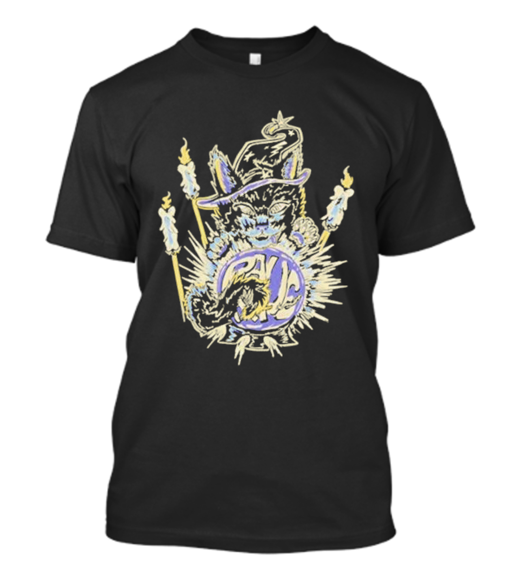 Shadow Wizard Karma Cat With Mystic Candles And Rave Sphere T-Shirt