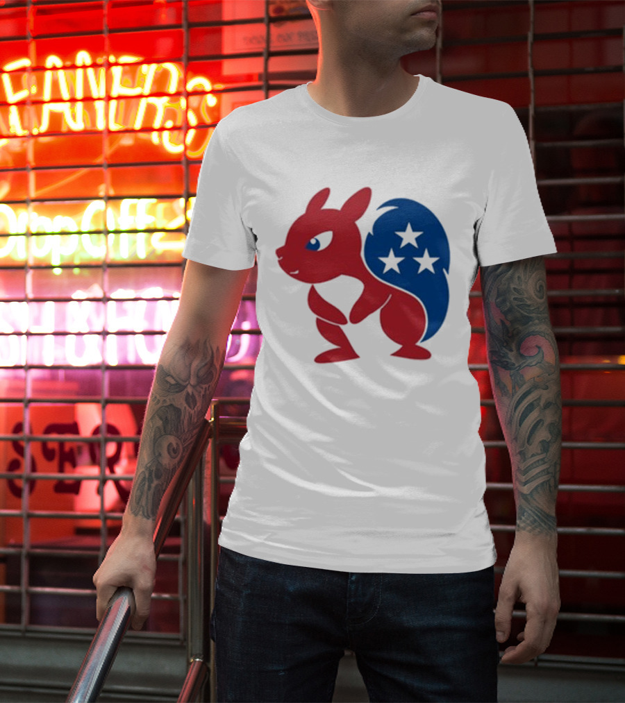 Squirrel Mascot With Stars And GOP Red White Blue T-Shirt