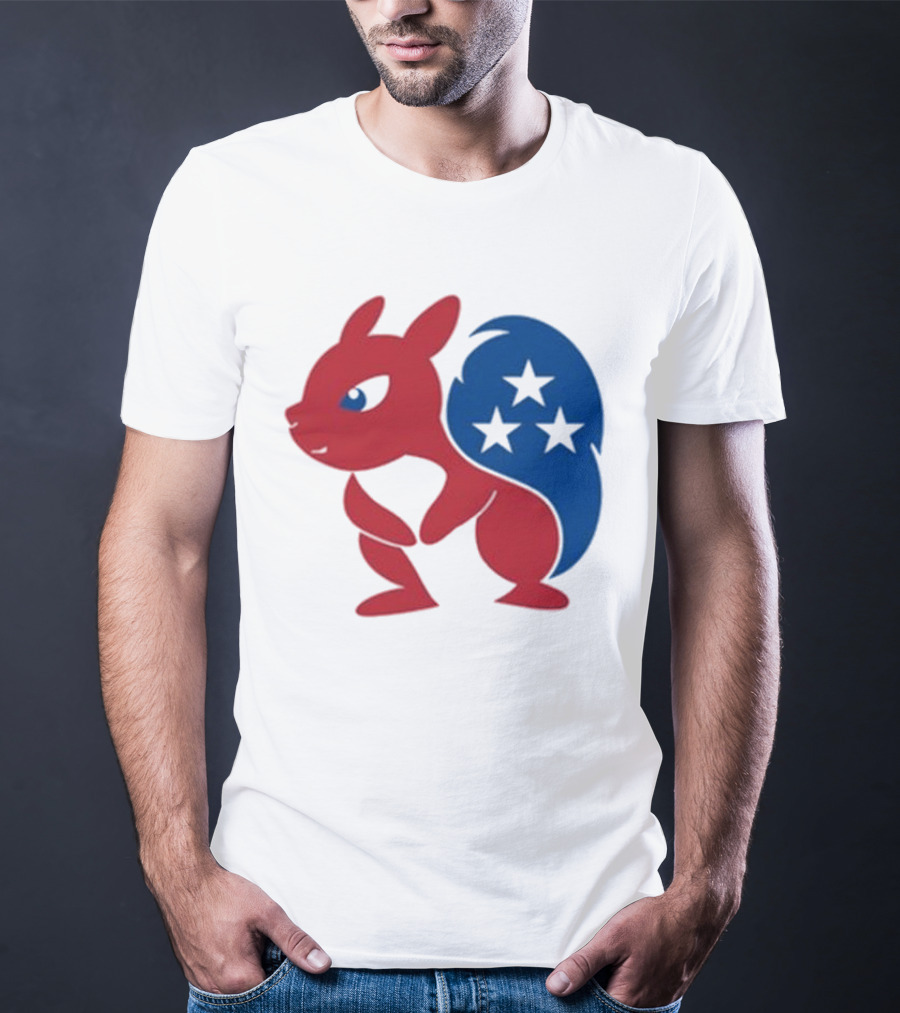 Squirrel Mascot With Stars And GOP Red White Blue T-Shirt